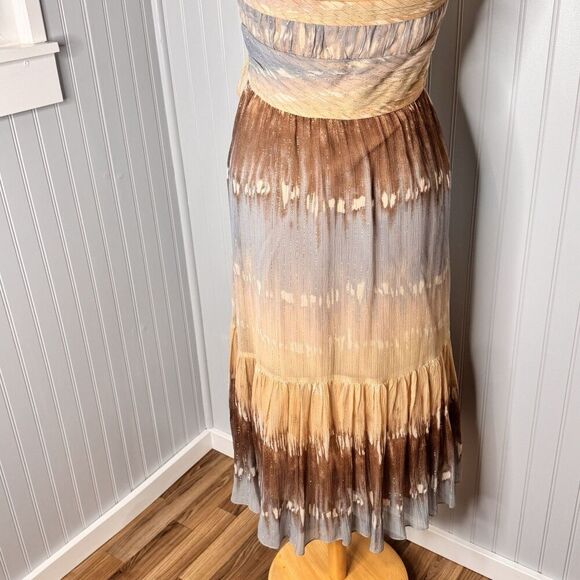 BCBG MaxAzria Sz 8 Silk Halter Dress Ombre Boho Prom Formal Tie Y2K Fairy A-Line - Picture 8 of 16